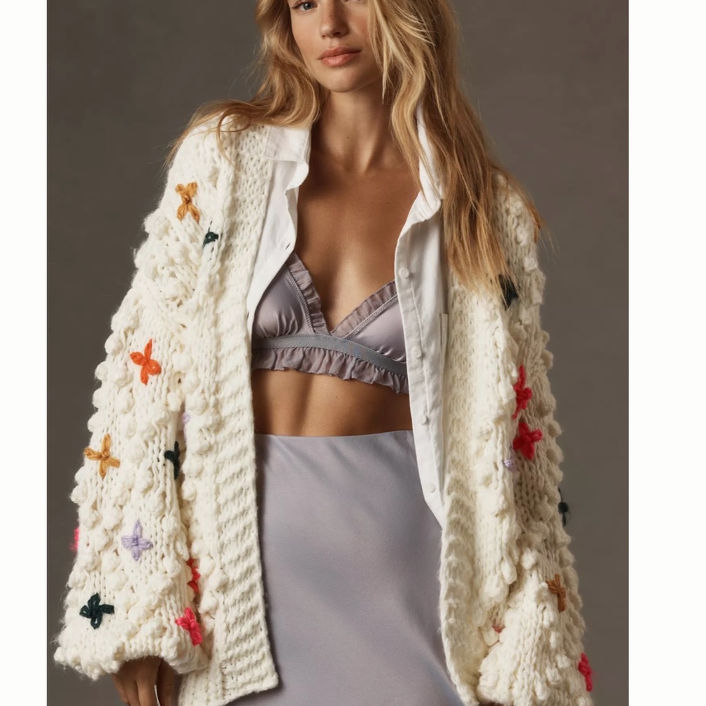 Anthropologie Rare In Things Bauble Chunky Knit Cardigan NWOT